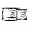 Set of 2 Marble Pattern Top Nesting Coffee Table Side End Table for Living Room