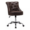 Ergonomic Brown Office Desk Chair Mid-century PU Leather Cushioned Swivel Chair