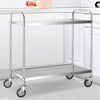 Heavy 2 Shelves Stainless Steel Serving Catering Trolley Cart Storage Work Stand