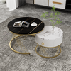 Nesting Coffee Tables Set of 2 Marble Look Tabletop Side End Tables With Drawer