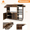 Drop Leaf Kitchen Island Cart Storage Cart on Wheels-Black-Coffee