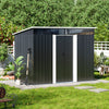 8.5x4ft Anthracite Metal Garden Shed Storage Pent Roof Small Shed Acrylic Window