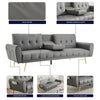 Lora Sofa Bed 3 Seater Faux Leather Click Clack with 2 Cup Holders - Grey