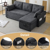 L-Shaped Sofa Bed 3 Seater Couch Pull Out Sectional Couch Bed Corner Sofa Grey