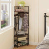 Clothes Rack Entryway Shoes Shelf Organizer Corner Hall Tree-Coffee