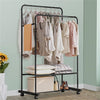 Metal Open Wardrobe Double Clothes Rail Rack Garment Hanging Stand Storage Shelf