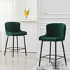 2 pcs Faux Leather / Velvet Bar Stools Diamond Design Soft Upholstered Seat Back
