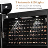 Lockable LED Mirror Jewelry Armoire Wall Mounted/Over Door Jewelry Organizer