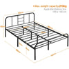 4ft6 Double Bed Frame, Strong Metal Bed Frame with Headboard, Black