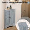 Corner Storage Cabinet with Double Shutter Doors-Grey