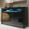 155cm Modern TV Unit Sideboard Cabinet | Black High Gloss Doors | Free LED