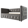 Daybed Velvet Sofabed 3ft Single Sofa Bed With Pull Out Trundle Guest Bed Grey