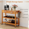 Kitchen Island on Wheels Storage Trolley Cart Drawer Shelves Countertop Brown