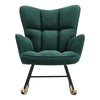 Upholstered Linen Fabric Rocking Chair Single Sofa Armchair Relaxing Padded Seat