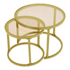 Nesting Teal Colour Glass Coffee Table Sofa Side Round Living Room Furniture Set