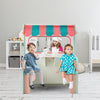 2-in-1 Kids Play Kitchen & Restaurant Wooden Pretend Double-sided Cooking Toy