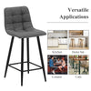 Pair of Bar Stools Grey Square Padded Seat Metal Legs Breakfast Stools Modern
