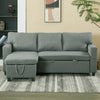 Linen Fabric 3 Seater Pull-Out Reversible Chaise Corner Sofa Bed Couch Storage