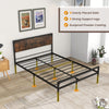 Double Bed Frame Industrial Metal Platform Bed with Headboard and Footboard