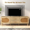 Boho Entertainment Center Media Console Table-Natural