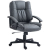 HOMCOM Faux Leather Home Office Chair Mid Back Desk Chair with Arms Dark Grey