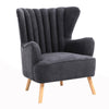 Upholstered Chenille Grey Wing Back Armchair Chair And Footrest Stool