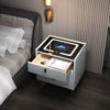 3 Charging Nightstand Side Bedside Cabinet Drawers LED Table with White Wireless