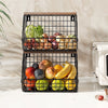 2 Tier Metal Wire Fruit Basket Bread Storage Vegetable Rack Countertop Basket UK