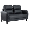 Black Ergonomics 2 Seater Sofa Modern High Back Fabric Couch Wood Legs 2 Pockets