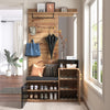 HALLWAY WARDROBE SET WITH CLOTHES RAIL RACK, MIRROR, SHELVES, SHOE STORAGE BENCH