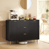 Sideboard Buffet Cabinet w/ 3 Drawers and Adjustable Shelves, Black