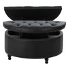 Round Storage Ottoman Stool Seat Upholstered Coffee Table for Living Bedroom