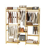 Large Bamboo Open Wardrobe Storage Shelves Clothes Rail Hanging Bar Ladder Rack