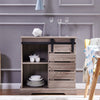 Retro Sliding Barn Door Sideboard with 2-Tier Shelves Storage Cabinet Kitchen