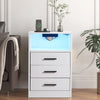 3 Drawers Bedside Table with Charging Station USB Ports LED Lights Sofa End Desk