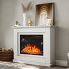 30 Inch Electric Fire Surround Set Wooden White Frame Fireplace Free Standing UK