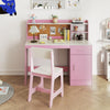 Kids Study Desk and Chair Set Student Table and Chair-Pink
