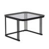 Coffee Table Square Nest of Tables Side Table with Metal Frame Legs & Glass Top