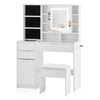 Dressing Table With LED Mirror And Stool 3 Drawers Mutile Shelves Glass Top
