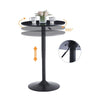 2x PU Leather Bar Stools&Round MDF Top Chromed Base Bar Table Height Adjustable