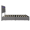 Double Bed Upholstered Storage Bed Frame With LED Light, 4 Drawers and Headboard