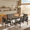 Wooden Dining Set Outdoor Garden Furniture 6 Seater Loveseat Chair Table Grey