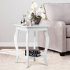 2pcs Accent Table End Table with Curved Legs 2-Tier Open Storage Shelves-White