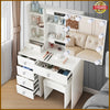 NEW 10 LED Lighted Dressing Table Desk Set With Sliding Mirror and Stool Vanity