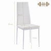 4x White Faux Leather Dining Chairs & White Marble Glass Dining Table Dining Set
