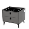 2 Drawers LED Bedside Table Wireless Charging Nightstand Bedside Cabinet Isjmfjx