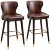 Luxury Bar Stools Set of 2 with Back, PU Leather Upholstery, Brown
