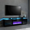 70inch TV Stand Cabinet w/ 36"Electric Fireplace & 12 LED Lights Media Furniture