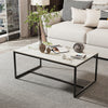 Modern Marble Coffee Table Rectangle Cocktail Table with Black Frame Living Room