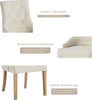 2pcs Beige Fabric Dining Chairs Button-Tufted Upholstered Armchairs with Rivets